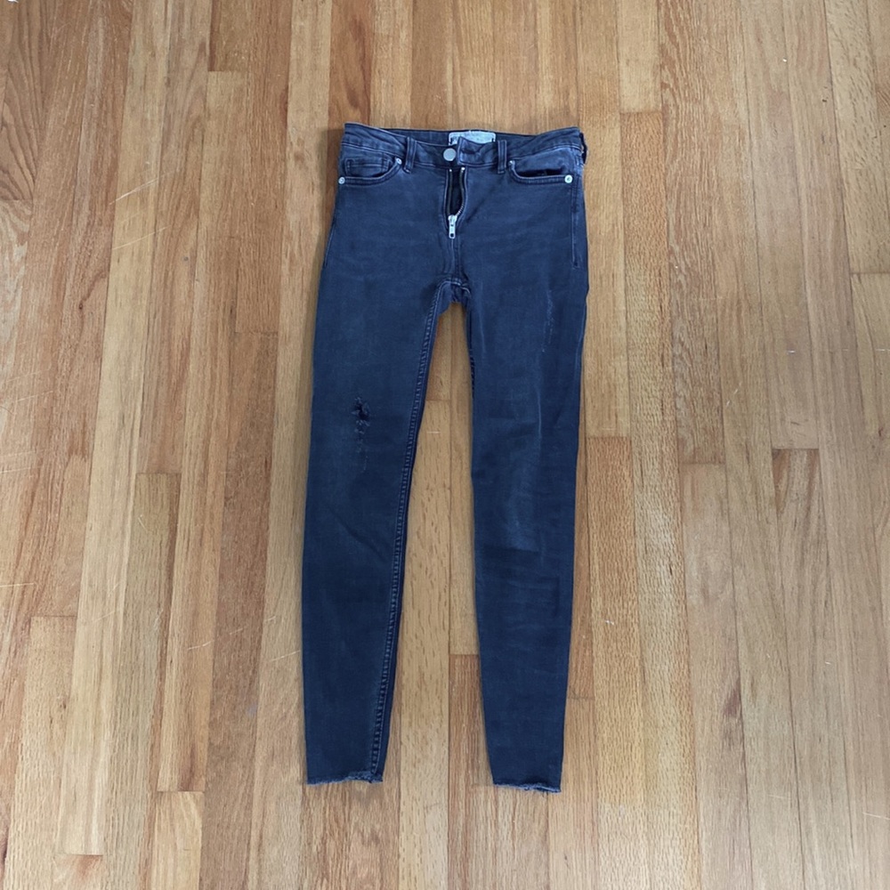 Free People Distressed Raw Hem Low Rise Skinny Jean
